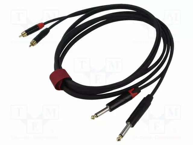 KAAPELI - 6,3MM PLUGI X2,RCA-PISTOKE X2 - 3M - MUSTA - PVC - Muut audio-videokaapelit - AU1430BX - 1
