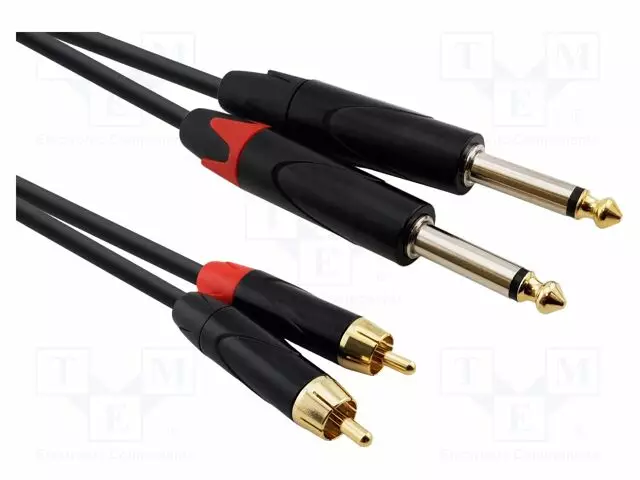 KAAPELI - 6,3MM PLUGI X2,RCA-PISTOKE X2 - 9M - MUSTA - PVC - Muut audio-videokaapelit - AU1490BX - 1