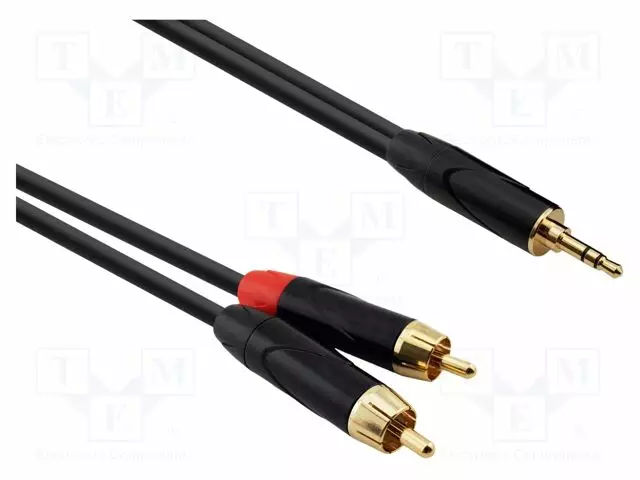KAAPELI - 3,5MM PLUGI,RCA-PISTOKE X2 MUSTA - PVC - Muut audio-videokaapelit - AU16100BX - 1