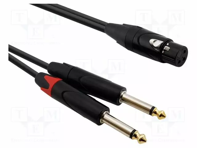 KAAPELI - 6,3MM PLUGI X2,XLR NAARAS 3PIN - 6M - MUSTA - PVC - Muut audio-videokaapelit - AU4960BX - 1