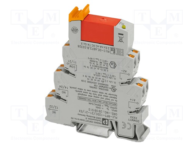 RELE: LIITÄNTÄ - DPDT - UKELAN: 12VDC - 6A - 6A/250VAC - 6A/250VDC - IP20 - Elektromagneettiset relesarjat - PLC-RPT-1221-21EX - 1