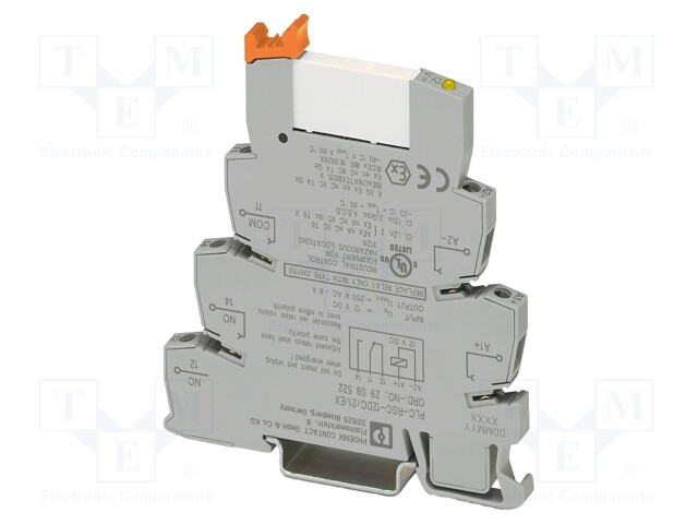 RELE: LIITÄNTÄ - SPDT - UKELAN: 12VDC - 6A - 3A/230VAC - 2A/24VDC - IP20 - Elektromagneettiset relesarjat - PLC-RSC-12DC21EX - 1