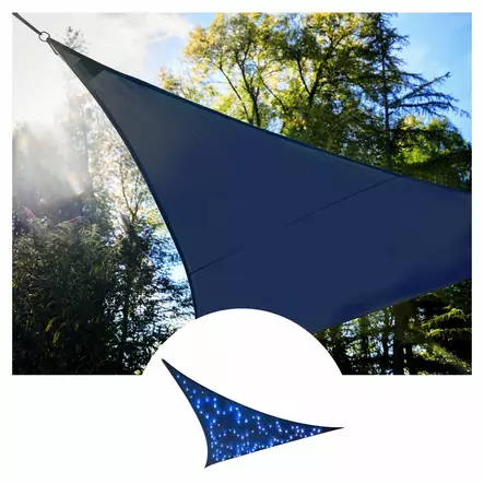 SHADE SAIL WITH BUILT-IN LED STARRY SKY - TRIANGLE - 3.6 x 3.6 x 3.6 m - DARK BLUE - Piha ja terassikalusteet - GSS36MLEDSKY - 1
