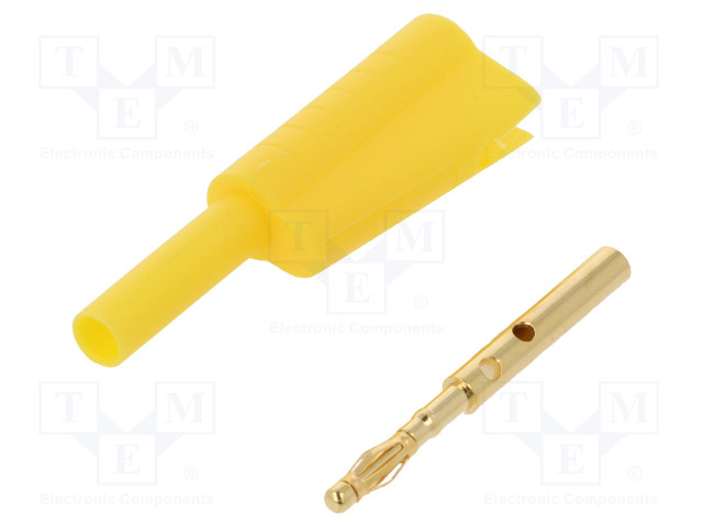 LABORATORY CONNECTOR: 2MM BANANA - PLUG - 10A - 30VAC - 60VDC - KELTAINEN - Banaaniliittimet 2mm - FCR7366Y - 1