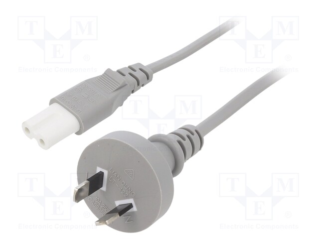 KAAPELI - 2X0,75MM2 - LAS/NZS 3112 (I) LIITIN,IEC C7 NAARAS-PVC - Tietokone- ja  laitejohdot - SN34-2075GY - 1