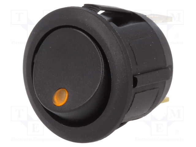 KEINUKYTKIN - SPST - AS: 2 - ON-OFF - 20A/14VDC - KELTAINEN - LED,PISTE - 14V - Keinukytkimet - R13-112B2-02-BBY - 1