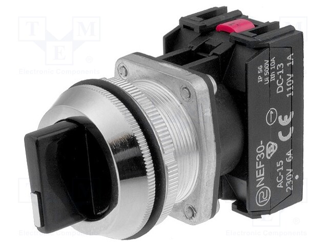 KIERTOKYTKIN - 30MM - ASENNOT: 1 - NC + NO - MUSTA - IP56 - Taulukytkimet, standardi 30mm - NEF30-TPESXY - 1
