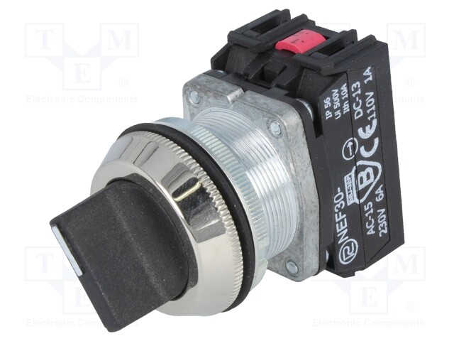 KIERTOKYTKIN - 30MM - ASENNOT: 2 - NC + NO - MUSTA - IP56 - Taulukytkimet, standardi 30mm - NEF30-PSXY - 1