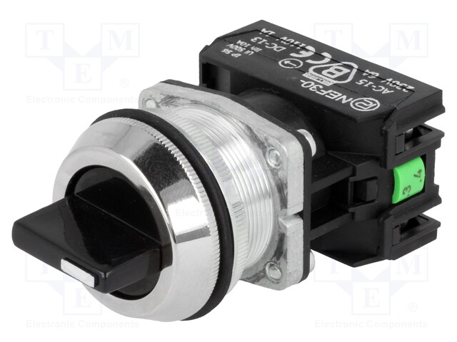 KIERTOKYTKIN - 30MM - ASENNOT: 3 - NC + NO - MUSTA - IP56 - Taulukytkimet, standardi 30mm - NEF30-TPCSXY - 1