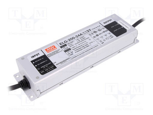 VIRTALÄHDE: IMPULSSI - LED - 200W - 24VDC - 4,2÷8,4A - 100÷305VAC - IP65 - LED teholähteet - ELG-200-24A-3Y - 1