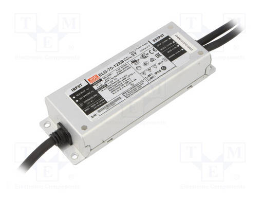 VIRTALÄHDE: IMPULSSI - LED - 60W - 12VDC - 2,5÷5A - 100÷305VAC - IP65 - LED teholähteet - ELG-75-12AB-3Y - 1