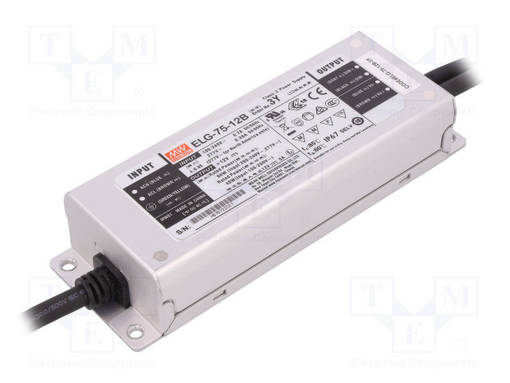 VIRTALÄHDE: IMPULSSI - LED - 60W - 12VDC - 5A - 100÷305VAC - 142÷431VDC - LED teholähteet - ELG-75-12B-3Y - 1