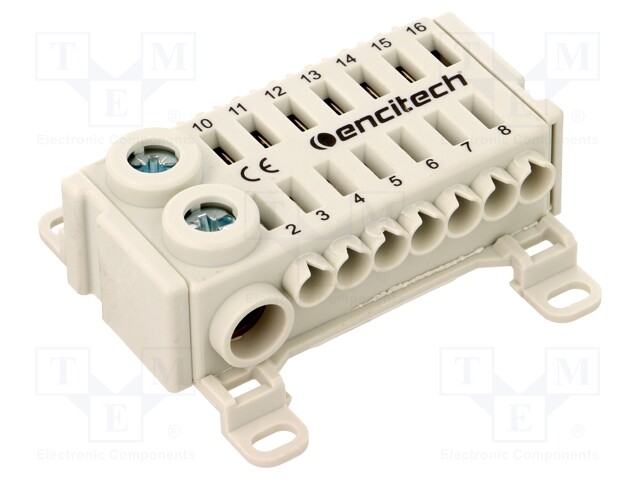 LIITIN: JAKOPALA - 76A - 690V - DIN-KISKOLLE,RUUVATTU - HARMAA - W: 58MM - Kiskoliittimet - EST142F-GREY - 1