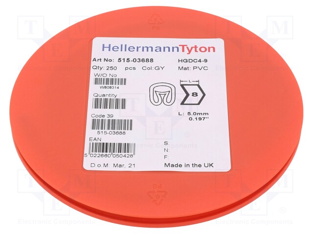 MERKIT - MERKINTÄ: 8 - 4÷9MM - PVC - HARMAA - -65÷105°C - LÄPILADOTTAVA - Kaapeleiden merkintä - HGDC4-98-PVC-GY - 1