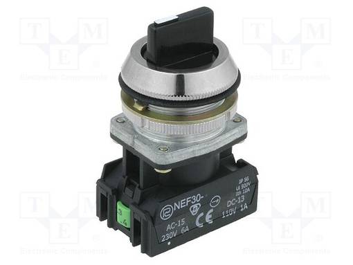 KIERTOKYTKIN - 30MM - ASENNOT: 2 - NC + NO - MUSTA - IP56 - Taulukytkimet, standardi 30mm - NEF30-TPDSXY - 1