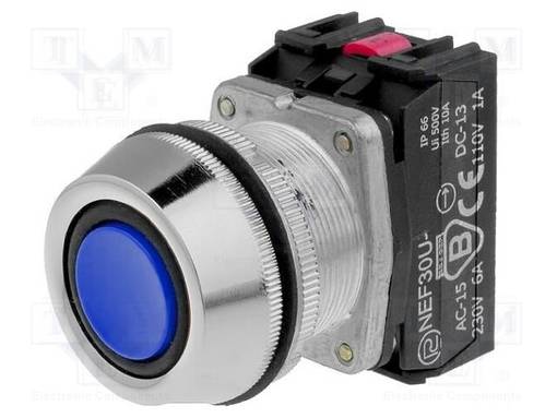 PAINOKYTKIN - 30MM - ASENNOT: 1 - NC + NO - SININEN - IP66 - Taulukytkimet, standardi 30mm - NEF30-UKNXY - 1