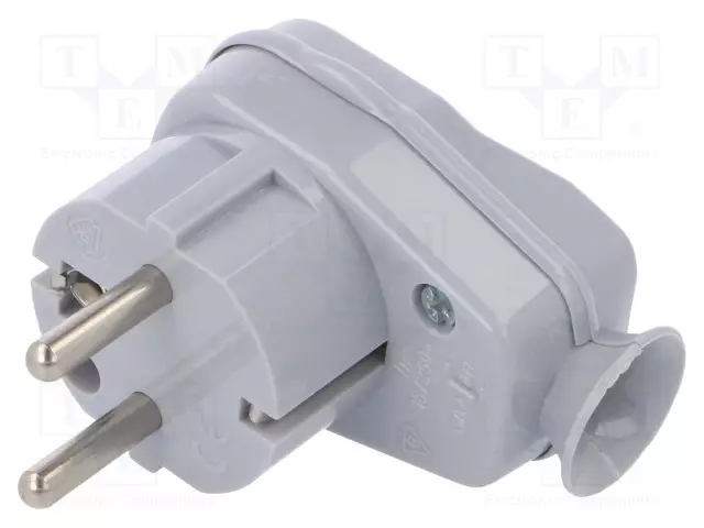 AC LIITIN-UROS - PISTOKE - 2P+PE - 250VAC - 16A - HARMAA - PIN: 3 - AC liittimet ja rungot - AWA-LKGY - 1
