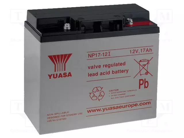 AKKU: LYIJYHAPPO - 12V - 17AH - AGM - AUTOMAATTINEN - 181X76X167MM - Lyijyhyytelöakut - ACCU-HP17-12Y - 1