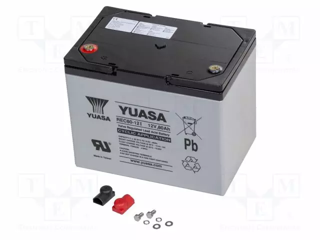 AKKU: LYIJYHAPPO - 12V - 80AH - AGM - AUTOMAATTINEN - 259X168X212MM - Lyijyhyytelöakut - ACCU-REC80-12Y - 1