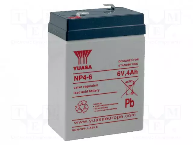 AKKU: LYIJYHAPPO - 6V - 4AH - AGM - AUTOMAATTINEN - LÄHDÖT: LIITTIMET - Lyijyhyytelöakut - ACCU-HP4-6Y - 1