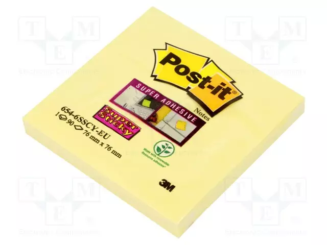 ITSELIIMAUTUVAT VIESTILAPUT - 76X76MM - KELTAINEN - Paperitarvikkeet - 76X76-3M-654-SY - 1