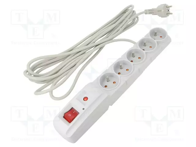 JATKOJOHTO: SUOJAUS-PISTORASIAT: 5 - 230VAC - 10A - HARMAA - Tietokonetarvikkeet - muut - ACAR-F5-5GY - 1