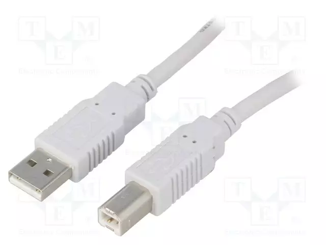 KAAPELI - USB 2.0 - USB A PISTOKE,USB B PISTOKE - 3M - HARMAA - CCA - USB kaapelit ja adapterit - CAB-USB2AB3-GY - 1