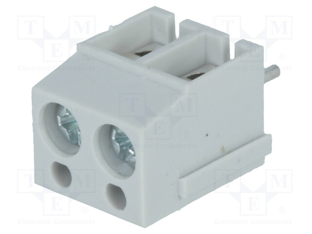 KYTKENTÄRIMA PIIRILEVYLLE - 90° KULMA - 5MM - NAVAT: 2 - PCB - 2,5MM2 - Riviliittimet piirilevylle - TB-5.0-P-2P1GY - 1