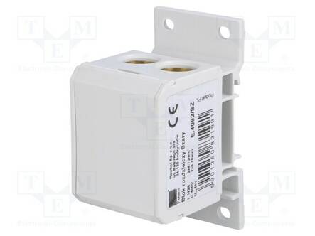 LIITIN: JAKOPALA - 160A - 600V - RUUVI TERMINAALI - HARMAA - POLYAMIDI - Kiskoliittimet - PE.4092SZ - 1