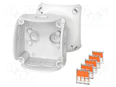 KYTKENTÄRASIA - X: 84MM - Y: 84MM - Z: 55MM - POLYPROPYLEENI PP - Kytkentärasiat - HENSEL-DK-0102-WZ - 1