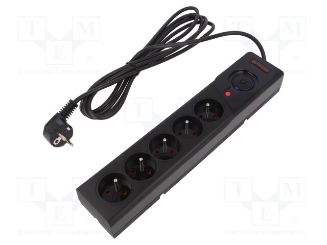 JATKOJOHTO: SUOJAUS-PISTORASIAT: 5 - 250VAC - 10A - MUSTA - 3M - Tietokonetarvikkeet - muut - Z530CZ - 1