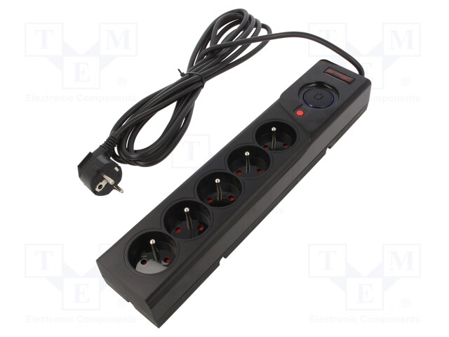 JATKOJOHTO: SUOJAUS-PISTORASIAT: 5 - 250VAC - 10A - MUSTA - 5M - Tietokonetarvikkeet - muut - Z550CZ - 1