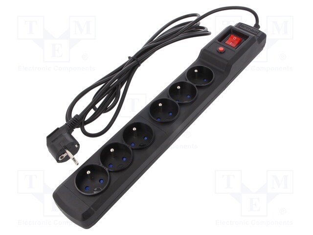 JATKOJOHTO: SUOJAUS-PISTORASIAT: 6 - 250VAC - 10A - MUSTA - Tietokonetarvikkeet - muut - M630CZ - 1