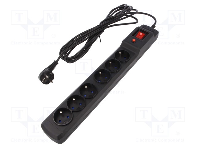 JATKOJOHTO: SUOJAUS-PISTORASIAT: 6 - 250VAC - 10A - MUSTA - Tietokonetarvikkeet - muut - M650CZ - 1