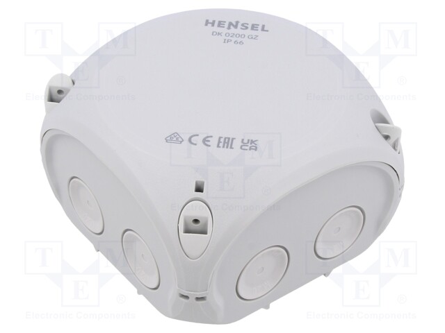 KYTKENTÄRASIA - X: 104MM - Y: 104MM - Z: 70MM - IP66 - HARMA - Kytkentärasiat - HENSEL-DK-0404-GZ - 1