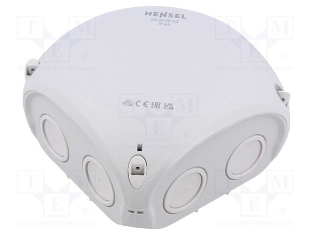 KYTKENTÄRASIA - X: 130MM - Y: 130MM - Z: 77MM - IP66 - HARMA - Kytkentärasiat - HENSEL-DK-0600-GZ - 1
