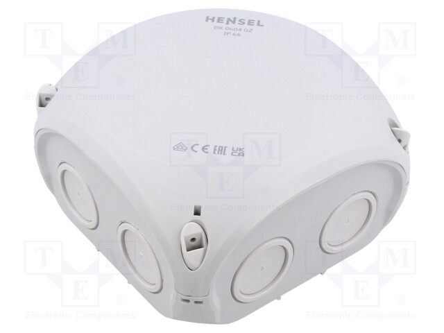 KYTKENTÄRASIA - X: 130MM - Y: 130MM - Z: 77MM - IP66 - HARMA - Kytkentärasiat - HENSEL-DK-0604-GZ - 1