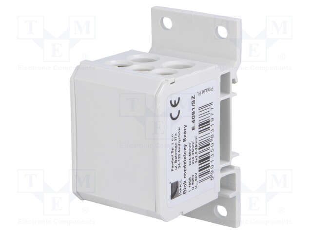 LIITIN: JAKOPALA - 160A - 600V - RUUVI TERMINAALI - HARMAA - POLYAMIDI - Kiskoliittimet - PE.4091SZ - 1