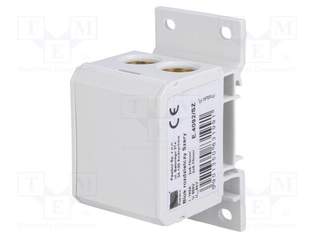 LIITIN: JAKOPALA - 160A - 600V - RUUVI TERMINAALI - HARMAA - POLYAMIDI - Kiskoliittimet - PE.4092SZ - 1