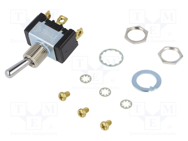 VIPUKYTKIN - ASENNOT: 2 - SPDT - ON-ON - 15A/125VAC - LÄHDÖT: RUUVIULOSTULO - Vipukytkimet - ET115D10-Z - 1