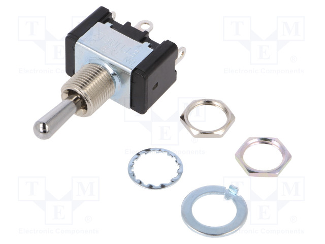 VIPUKYTKIN - ASENNOT: 3 - SP3T - ON-OFF-ON - 10A/125VAC - LÄHDÖT: JUOTTOON - Vipukytkimet - ET110E12-Z - 1
