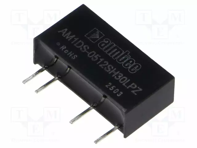 DC/DC MUUNNIN - 1W - TULOJÄNNITE 4,5÷5,5VDC - LÄHTÖJÄNNITE 12VDC - ITULO: 235MA - SIP7 - DC/DC muuntimet - AM1DS-0512SH30LPZ - 1