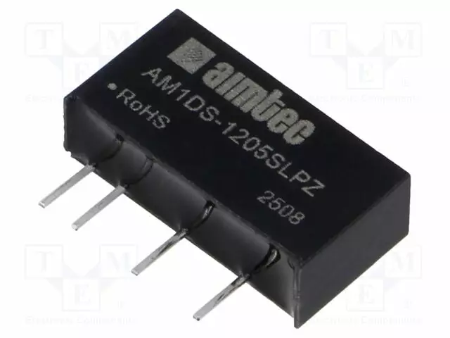 DC/DC MUUNNIN - 1W - TULOJÄNNITE 10,8÷13,2VDC - LÄHTÖJÄNNITE 5VDC - ITULO: 99MA - SIP7 - DC/DC muuntimet - AM1DS-1205SLPZ - 1
