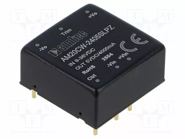 DC/DC MUUNNIN - 20W - TULOJÄNNITE 9÷36VDC - LÄHTÖJÄNNITE 5VDC - ITULO: 926MA - ILÄH: 4A - DC/DC muuntimet - AM20CW-2405SLPZ - 1