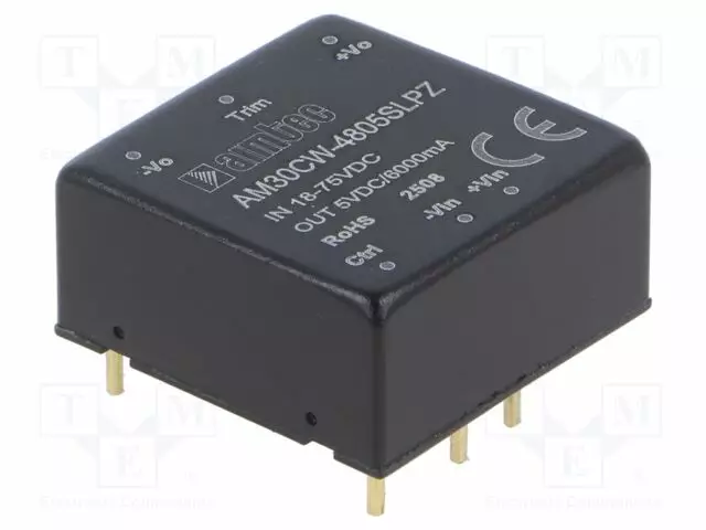 DC/DC MUUNNIN - 30W - TULOJÄNNITE 18÷75VDC - LÄHTÖJÄNNITE 5VDC - ITULO: 710MA - THT - DC/DC muuntimet - AM30CW-4805SLPZ - 1