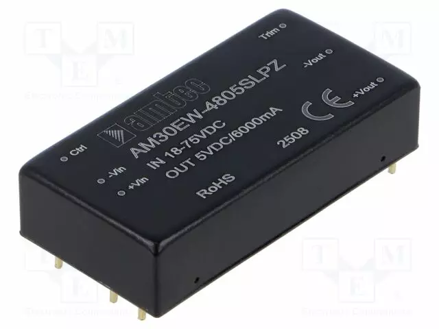 DC/DC MUUNNIN - 30W - TULOJÄNNITE 18÷75VDC - LÄHTÖJÄNNITE 5VDC - ITULO: 710MA - THT - DC/DC muuntimet - AM30EW-4805SLPZ - 1