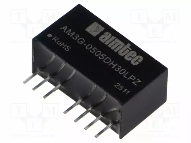 DC/DC MUUNNIN - 3W - TULOJÄNNITE 4,5÷9VDC - LÄHTÖJÄNNITE 5VDC - ULÄH2: -5VDC - SIP8 - DC/DC muuntimet - AM3G-0505DH30LPZ - 1