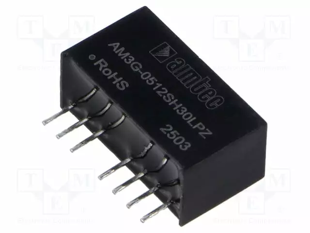 DC/DC MUUNNIN - 3W - TULOJÄNNITE 4,5÷9VDC - LÄHTÖJÄNNITE 12VDC - ITULO: 805MA - SIP8 - DC/DC muuntimet - AM3G-0512SH30LPZ - 1