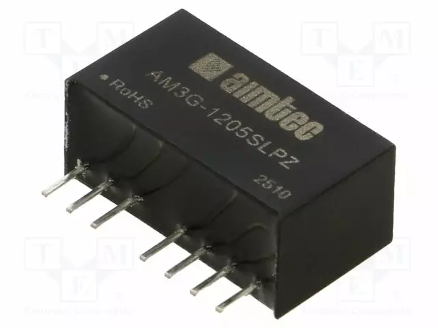 DC/DC MUUNNIN - 3W - TULOJÄNNITE 9÷18VDC - LÄHTÖJÄNNITE 5VDC - ITULO: 314MA - SIP8 - THT - DC/DC muuntimet - AM3G-1205SLPZ - 1