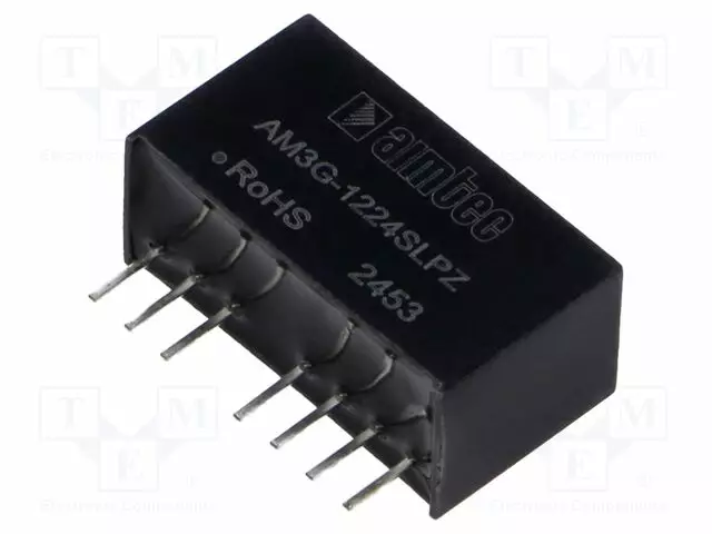 DC/DC MUUNNIN - 3W - TULOJÄNNITE 9÷18VDC - LÄHTÖJÄNNITE 24VDC - ITULO: 314MA - SIP8 - DC/DC muuntimet - AM3G-1224SLPZ - 1